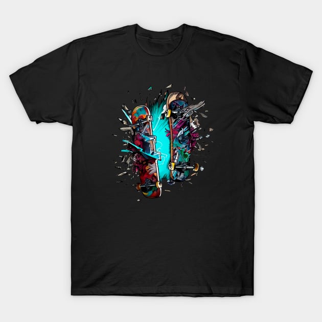 skateboard destroyed T-Shirt by enzoart11